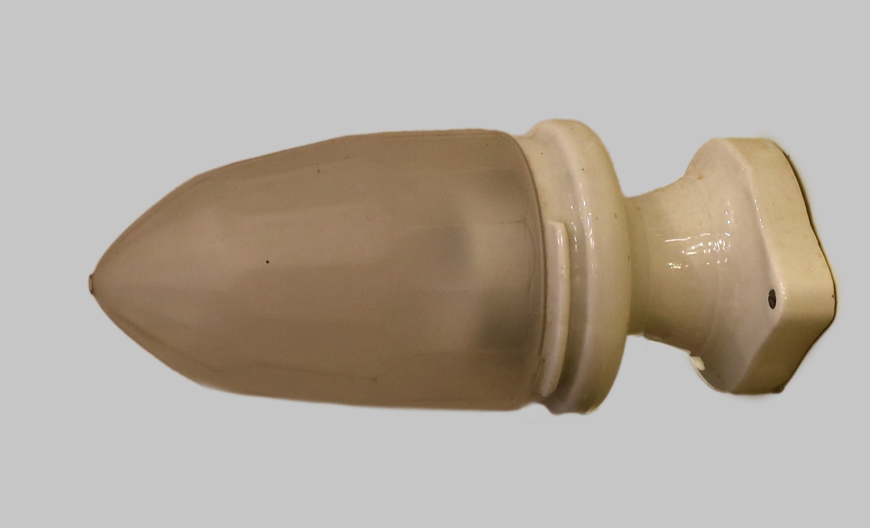 A 1930s French ceramic and frosted glass ceiling light, height 25cm